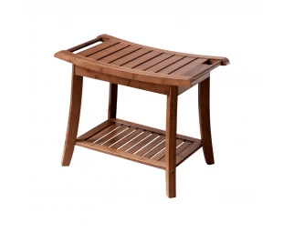 Wholesale Bamboo Shower Bench Stool with Storage Shelf for Indoor