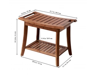 Wholesale Bamboo Shower Bench Stool with Storage Shelf for Indoor