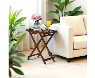 Wholesale Wooden Folding Tray Table, Modern End Table for Living Room, Bedroom