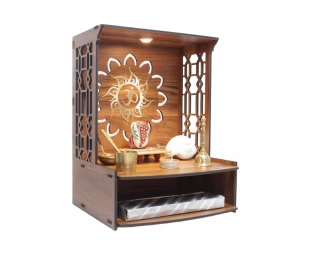 Wholesale Wall Mounted Wooden Puja Mandir for Office, Home Puja Temple Stand