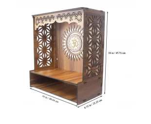 Custom Wall Hanging Home and Office Puja Mandir Temple Wooden Pooja Stand