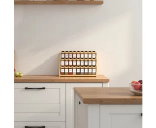 Custom Bamboo Tiered Spice Rack Kitchen Countertop Spice Shelf Organizer for Pantry