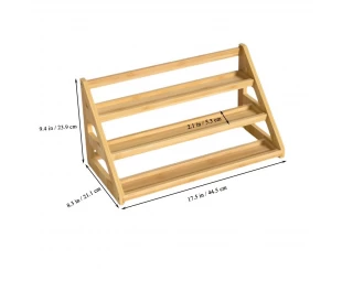 Custom Bamboo Tiered Spice Rack Kitchen Countertop Spice Shelf Organizer for Pantry