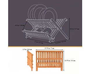 Wholesale 2-Tier Bamboo Dish Drying Rack with Foldable Space-Saving Design
