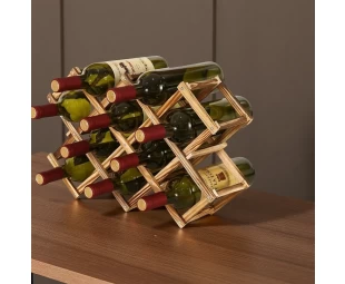 Wholesale Foldable Wooden Wine Rack Organizer Countertop Wine Storage Racks