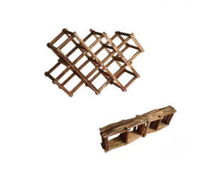 Wholesale Foldable Wooden Wine Rack Organizer Countertop Wine Storage Racks