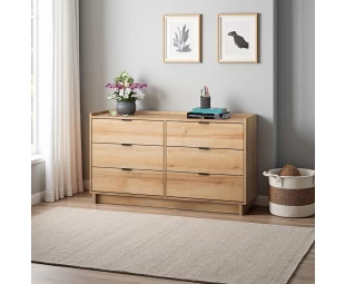 Factory Custom Simply Modern 6-Drawer Double Dresser for Bedroom, Chest of Drawers