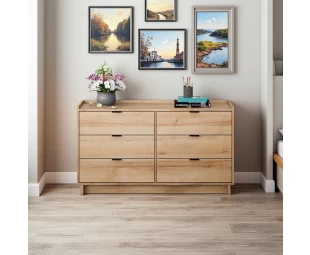 Factory Custom Simply Modern 6-Drawer Double Dresser for Bedroom, Chest of Drawers