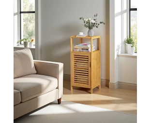 Custom Bamboo Freestanding Bathroom Storage Cabinet, Sofa Side Table for Living Room