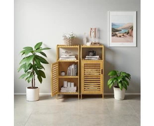 Custom Bamboo Freestanding Bathroom Storage Cabinet, Sofa Side Table for Living Room