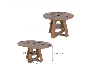 Wholesale Modern Kitchen Extendable Round Wooden Dining Table with Storage Shelf