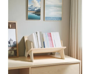 Wholesale Small Wooden Book Rack Desktop Storage Display Organizer Solid Pine Bookshelf