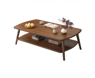 Custom Wooden Coffee Table 2 Tier Center Table with Storage Shelf for Home Use
