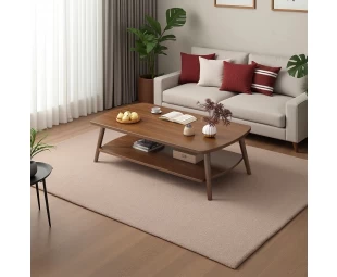 Custom Wooden Coffee Table 2 Tier Center Table with Storage Shelf for Home Use