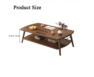 Custom Wooden Coffee Table 2 Tier Center Table with Storage Shelf for Home Use