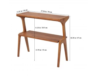 Customized Modern Solid Wood End Table Narrow Sofa Side Table with Storage Shelves