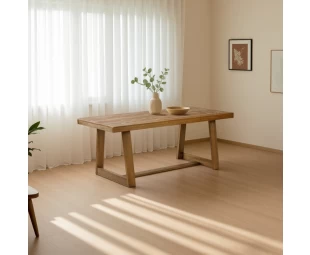 Customized Large Rectangular Solid Wood Rustic Dining Table Household Kitchen Table
