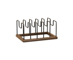 Solid Walnut Wood Pots and Pans Organizer Rack for Countertop or inside Cabinet