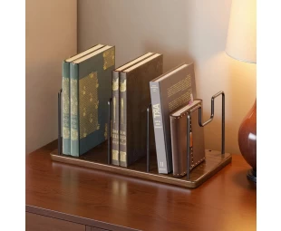 Custom Metal Wood Desktop Organizer Rack Adjustable Bookshelf Magazine Stand