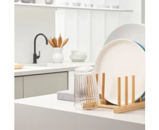 Wholesale Bamboo Storage Holder Dish Plate Bowl Cup Book Cutting Board Drying Rack Drainer Stand