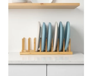 Wholesale Bamboo Storage Holder Dish Plate Bowl Cup Book Cutting Board Drying Rack Drainer Stand