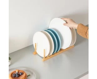 Wholesale Bamboo Storage Holder Dish Plate Bowl Cup Book Cutting Board Drying Rack Drainer Stand