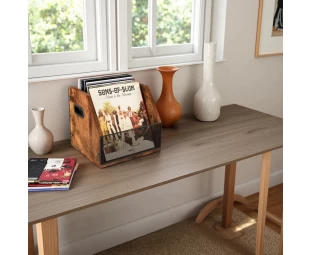 Wholesale Desktop Metal Wooden Vinyl Record Storage Crate Album Holder