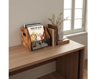 Wholesale Desktop Metal Wooden Vinyl Record Storage Crate Album Holder