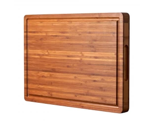 Wholesale Bamboo Wood Cutting Board with Side Handles and Juice Grooves