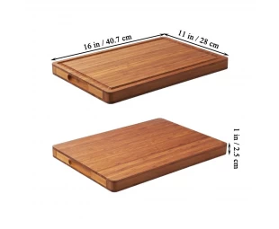 Wholesale Bamboo Wood Cutting Board with Side Handles and Juice Grooves