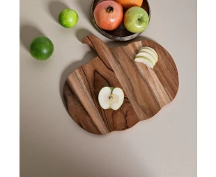 Wholesale Halloween Pumpkin Shaped Wooden Cutting Board Serving Platter with Handle
