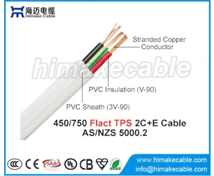 PVC isolado e sheathed PVC cabo Flat de TPS 450/750V