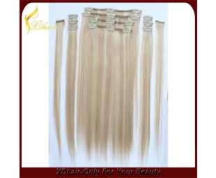 100% Human Hair Tangle Free Virgin Full Head Clip In Hair Extension