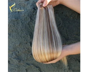 100% Remy Double Drawn Brazilian Human Hair Extensions piano color remy hair machine weft 100g