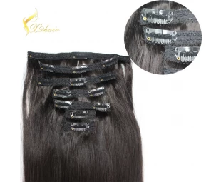 100% Unprocessed Long Hair Black Color Lace Clip in Human Hair Extensions For Black Women