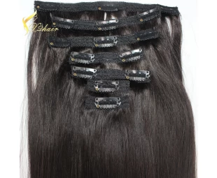 100% Unprocessed Long Hair Black Color Lace Clip in Human Hair Extensions For Black Women