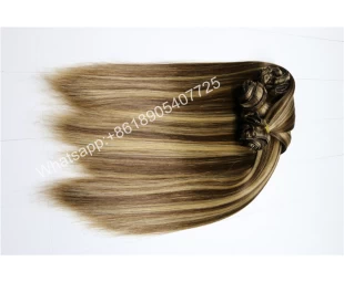 100% Wholesale Remy Double Drawn Top quality remy clip in hair extension 220 grams