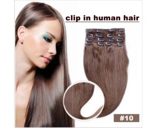 12"-30" Full cuticle unprocessed Clip in human hair extension brazilian virgin Hair , human clip in hair extension