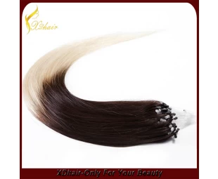 12"-32" 6A Remy Hair Micro ring loop two tone color Natural hair Extensions