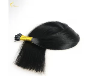 20 inch hair sample #1b natural black virgin brazilian human hair stick tip hair extension