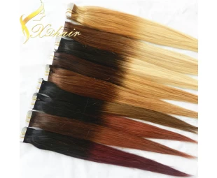 2015 Factory wholesale fashion ombre virgin skin weft tape remy hair extensions