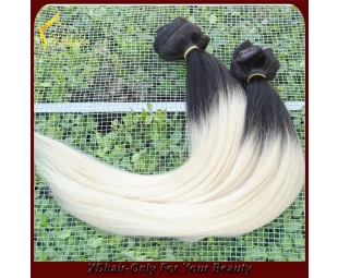 2015 factory supply best selling in  silky straight ombre color clip in hair extension