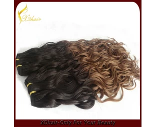 2015 hot sale top100%high quality cheapest super soft ombre color human hair weft