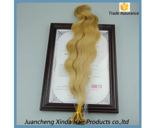 2015 new high quality 7A double drawn remy keratin blonde keratin curly hair extensions