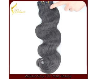 2015 top quality body wave european virgin clip in hair extension remy