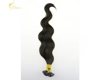 2015 top quality double drawn 100% virgin remy 7A keratin prebonded nail tip hair extension
