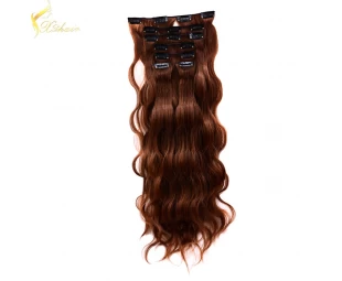 2016 Alibaba Express China 7pcs double weft double drawn remy human hair extensions clip in