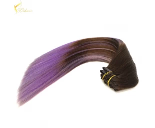 2016 Wholesale price remy top quality ombre clip in hair extensions cheap