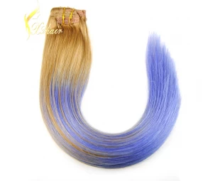 2016 hot selling factory wholesale price no tangle no shedding balayage hair extension clip in hair
