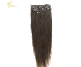 2016 hot selling factory wholesale price no tangle no shedding remy human hair clip in extensions 160g